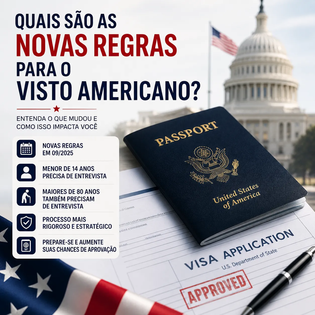 Imagem ilustrativa para o artigo Quais são as novas regras para o visto americano? da Genuína Conexão